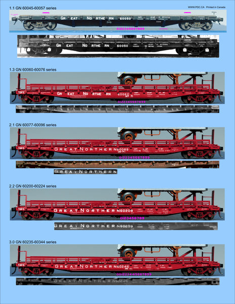 DECALS, 50' TOFC FLAT CARS 60045 to 60057