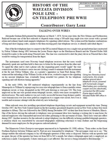 Digital RS437 - History of the Wazata Division Pole Line - GN Telephony Pre WW II