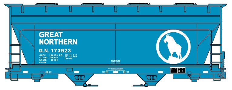 C6 100 ton 2970 cubic foot ACF covered hopper car for cement service, Big Sky Blue - Single car