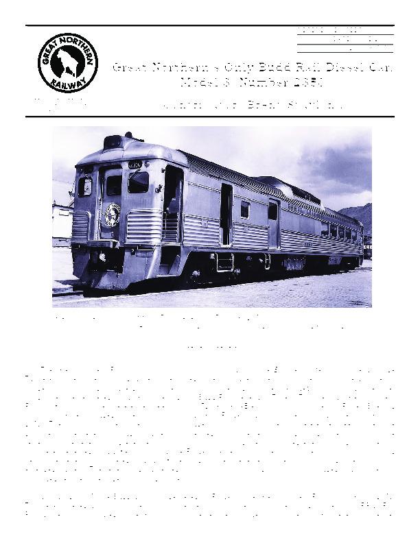 Digital RS409 - Great Northern's Only Budd Rail Diesel Car, Model 3 Nu ...