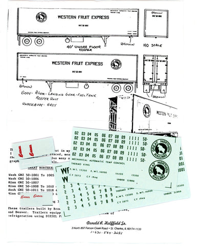 DECALS TRAILER, 40' DUAL AXLE REEFER, WFE 40" HERALD, GNZ 50-1001 to 1020