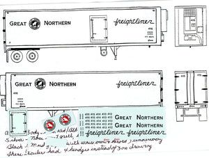 DECALS TRAILER, 40' DUAL AXLE ALUMINUM REEFER, FREIGHTLINER, 412 to 416