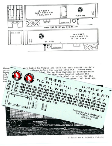 DECALS TRAILER, 40' DUAL AXLE ALUMINUM REEFER RED & BLACK, GNZ 50-1089 to 1103